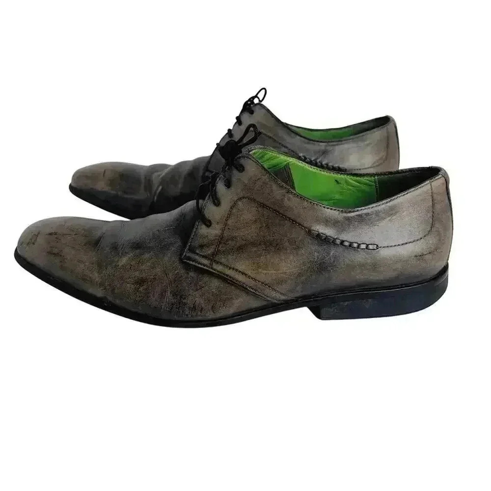 Kenzo Vintage Grey Leather Cap Toe Oxford Pointed Toe Men's Size 9